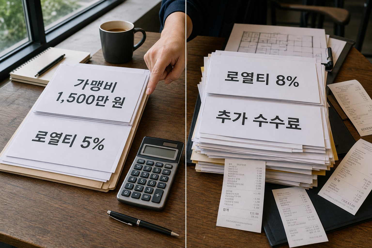 커피 프랜차이즈 로열티와 가맹비 현실 부담 비교
