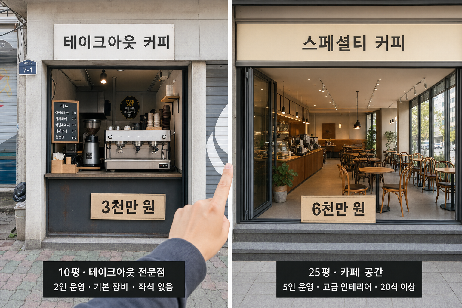 커피숍 개업 비용 3천만 원과 6천만 원의 실제 차이