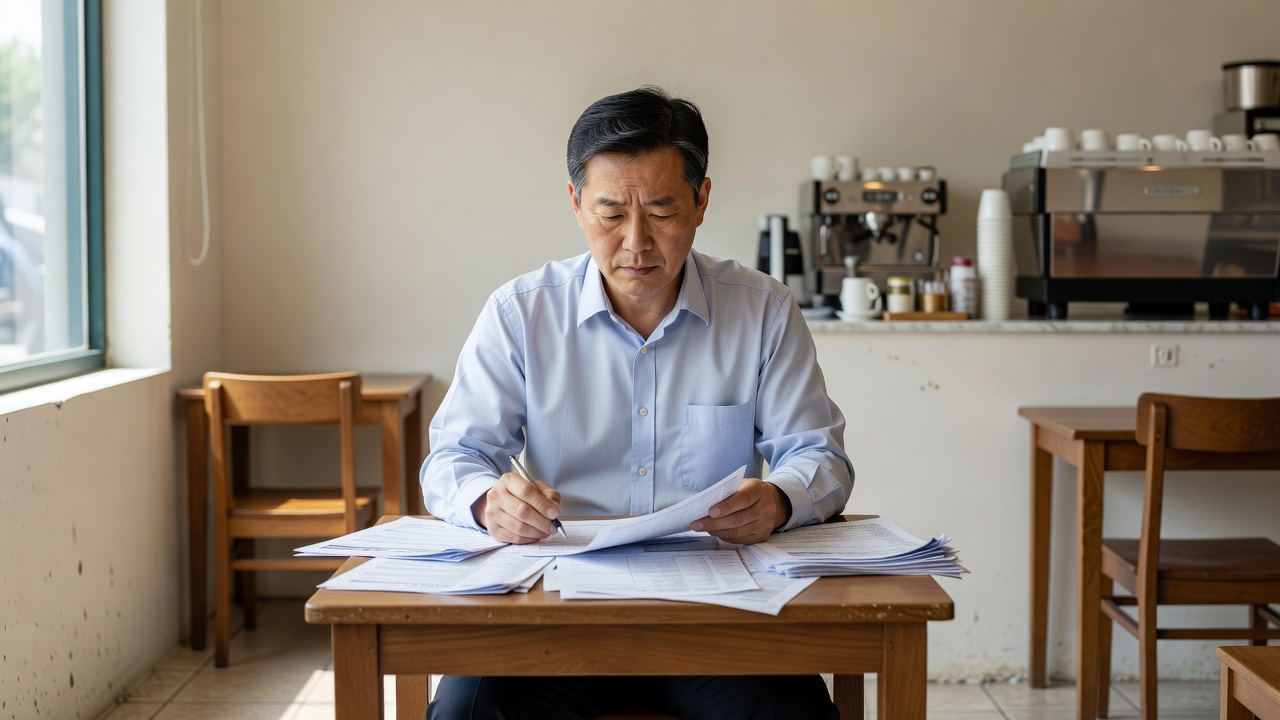 창업 실패 사례의 공통 원인을 보여주는 커피숍 운영 장면