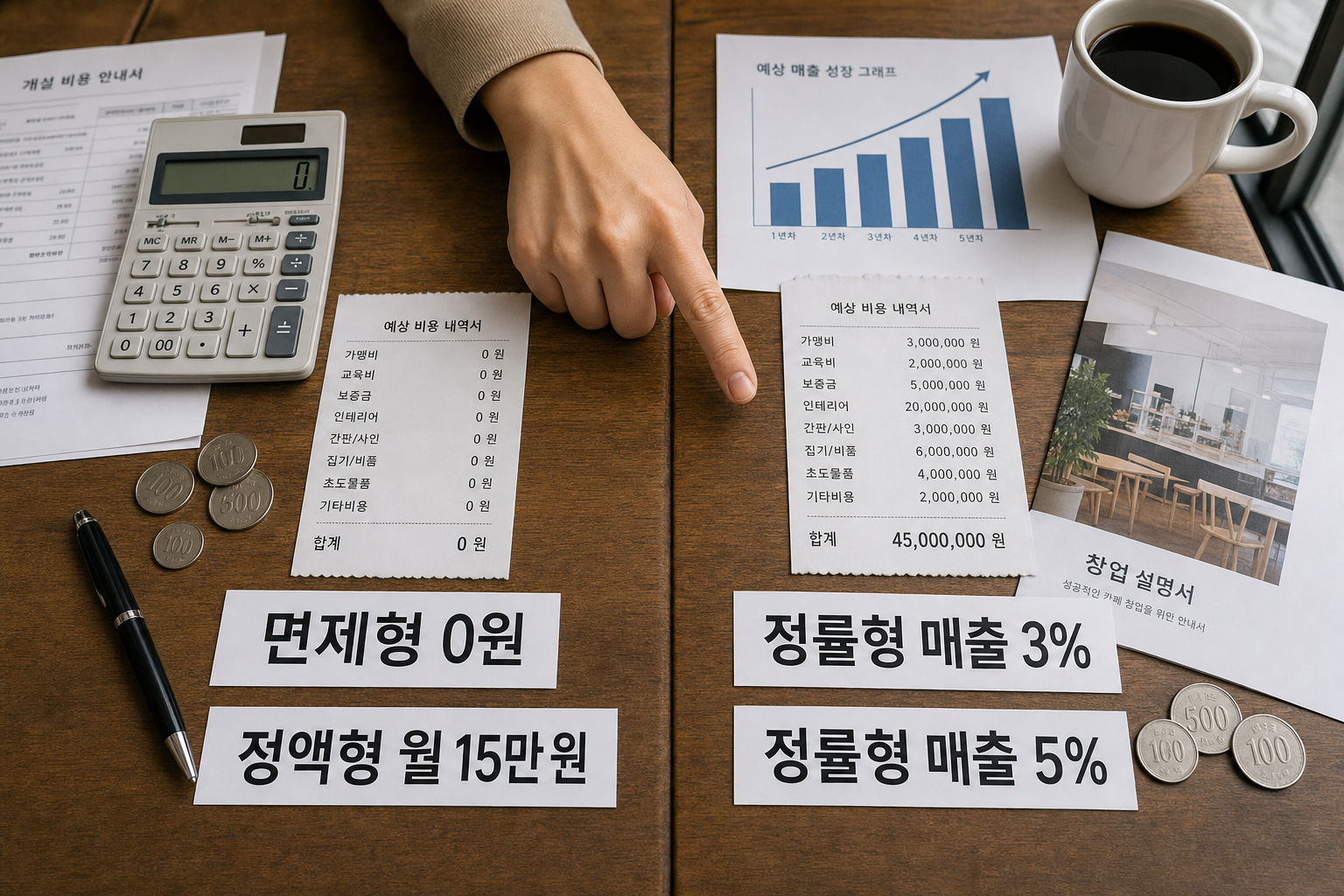 커피 프랜차이즈 로열티와 가맹비 현실 부담 비교