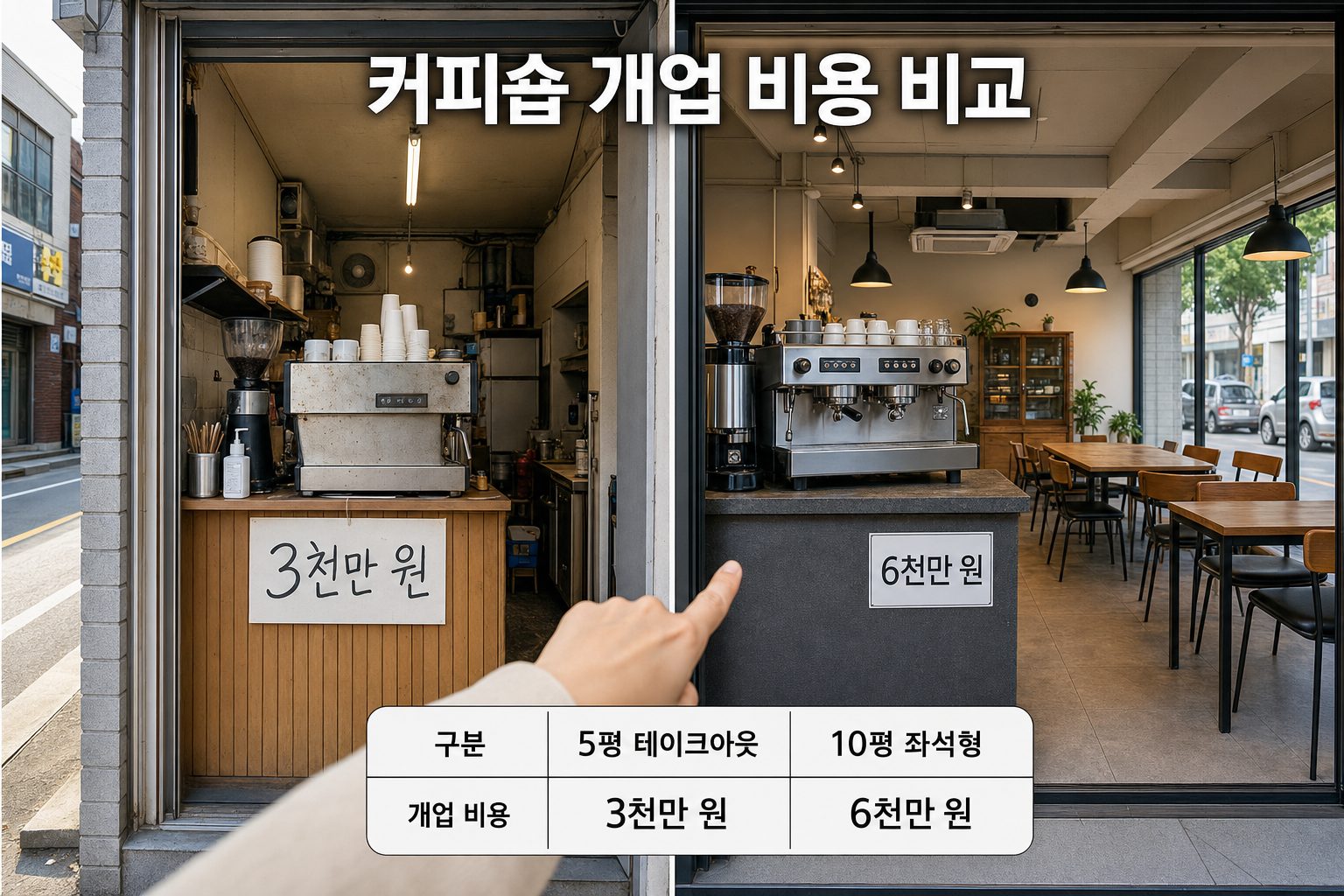 커피숍 개업 비용, 3천만 원과 6천만 원 투자금의 실제 차이