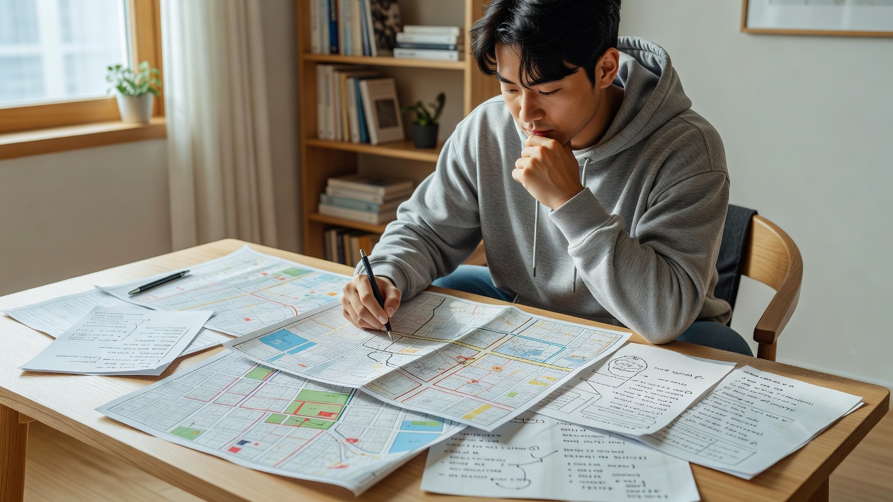 상권 분석 입지 목차를 확인하는 모습