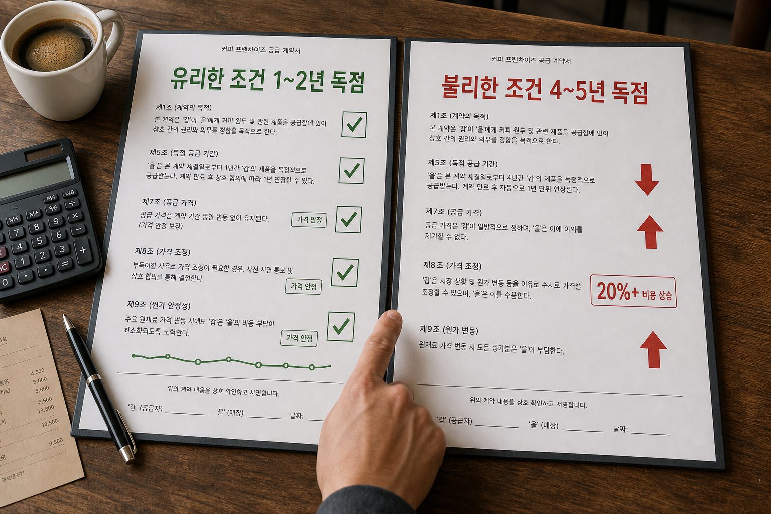 커피 프랜차이즈 원두 공급 계약 조건에서 독점 조항 확인하기