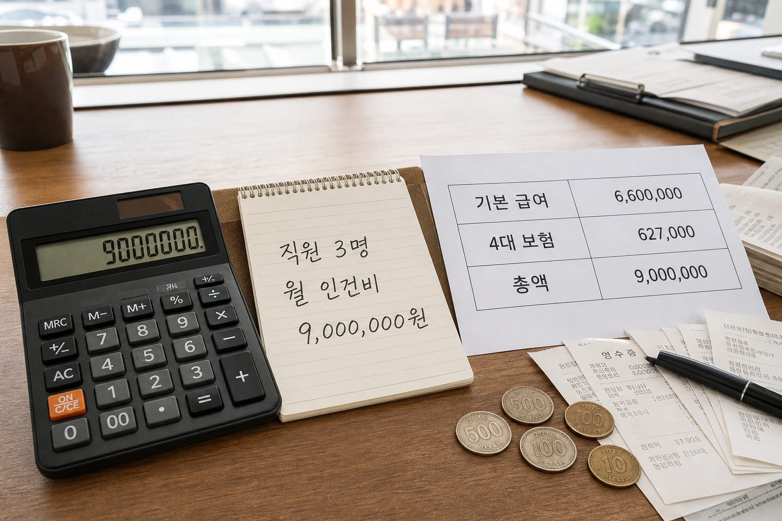 커피 프랜차이즈 인건비 계산 시 직원 3명 채용 실제 비용