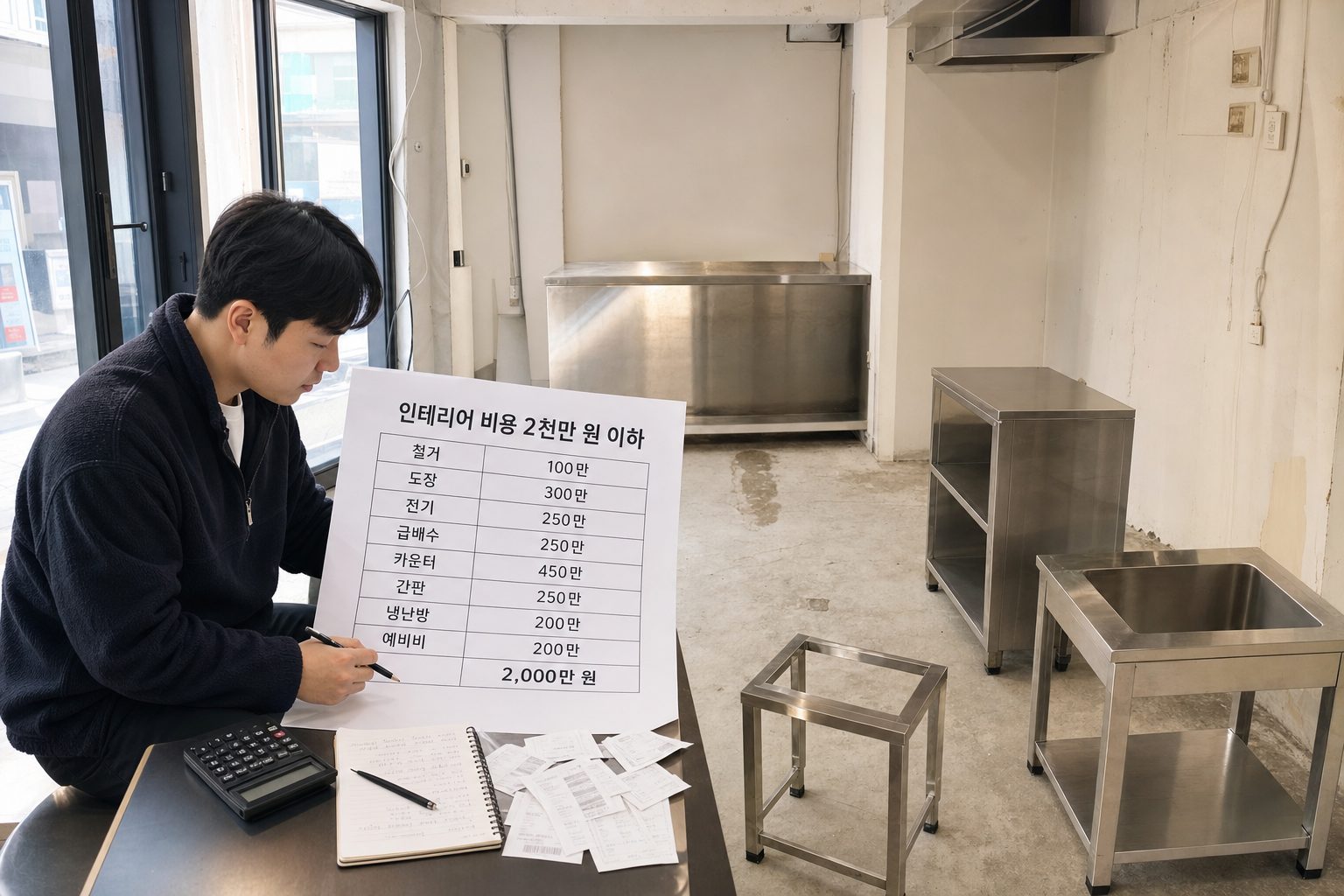 커피 프랜차이즈 인테리어 비용 2천만 원 이하로 맞추는 실전 방법