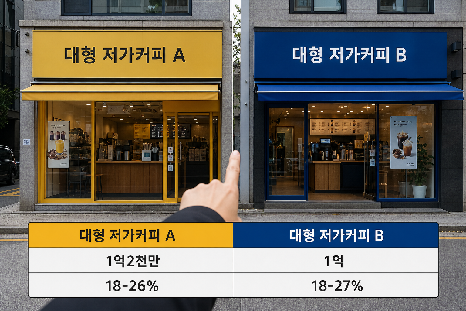 프랜차이즈 수익률 커피 브랜드별 비용 대비 비교