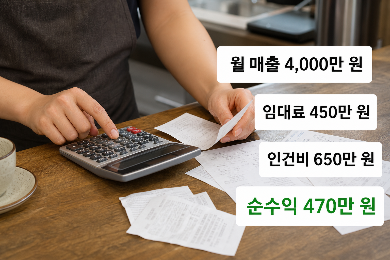 프랜차이즈 커피숍 월 매출 실제 사례 분석