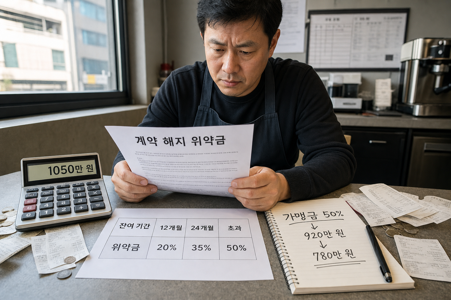 커피 프랜차이즈 가맹 계약 해지 시 위약금 기준과 계약 해지와 위약금 처리 방법