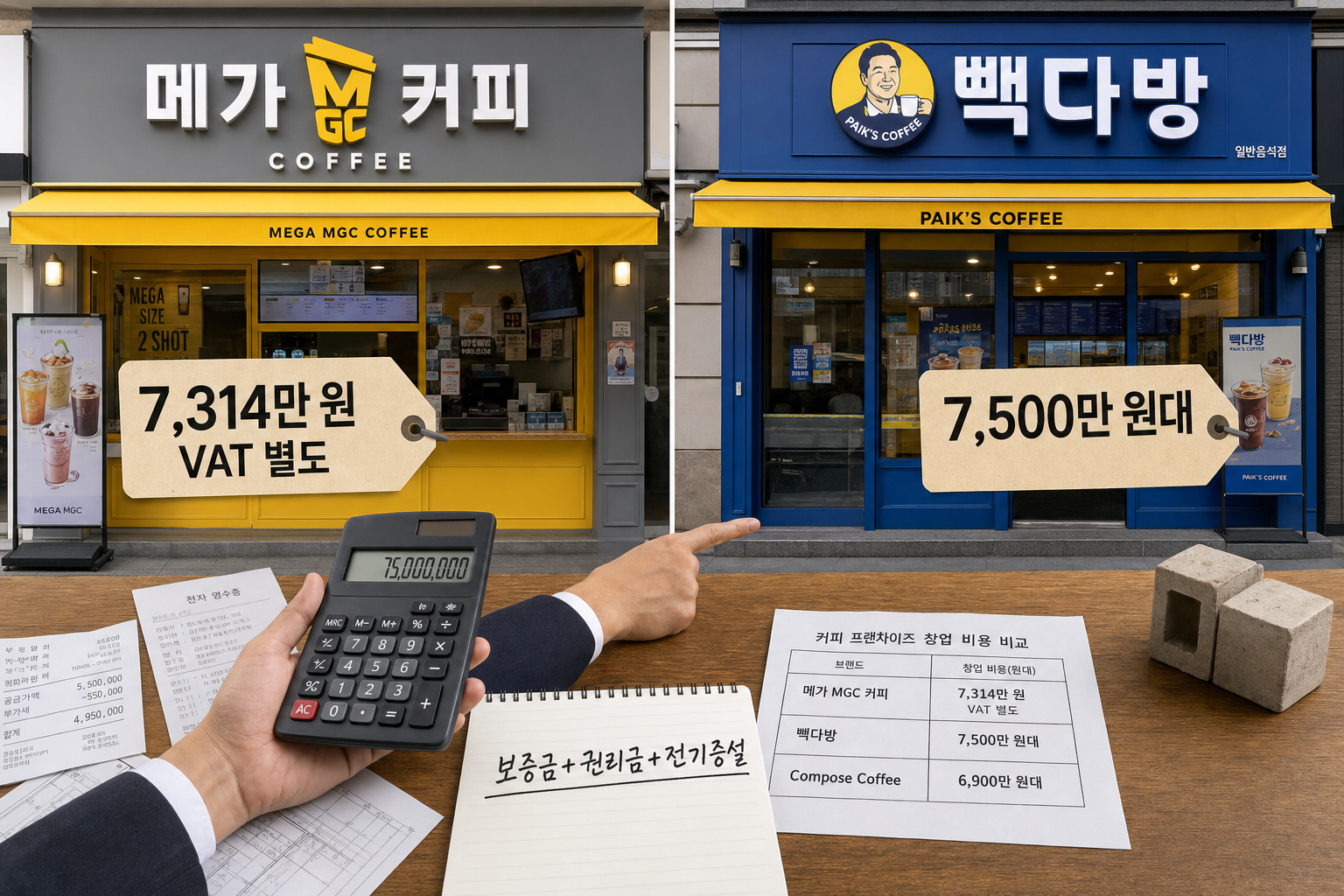커피 프랜차이즈 초기 투자금액 브랜드별 비교