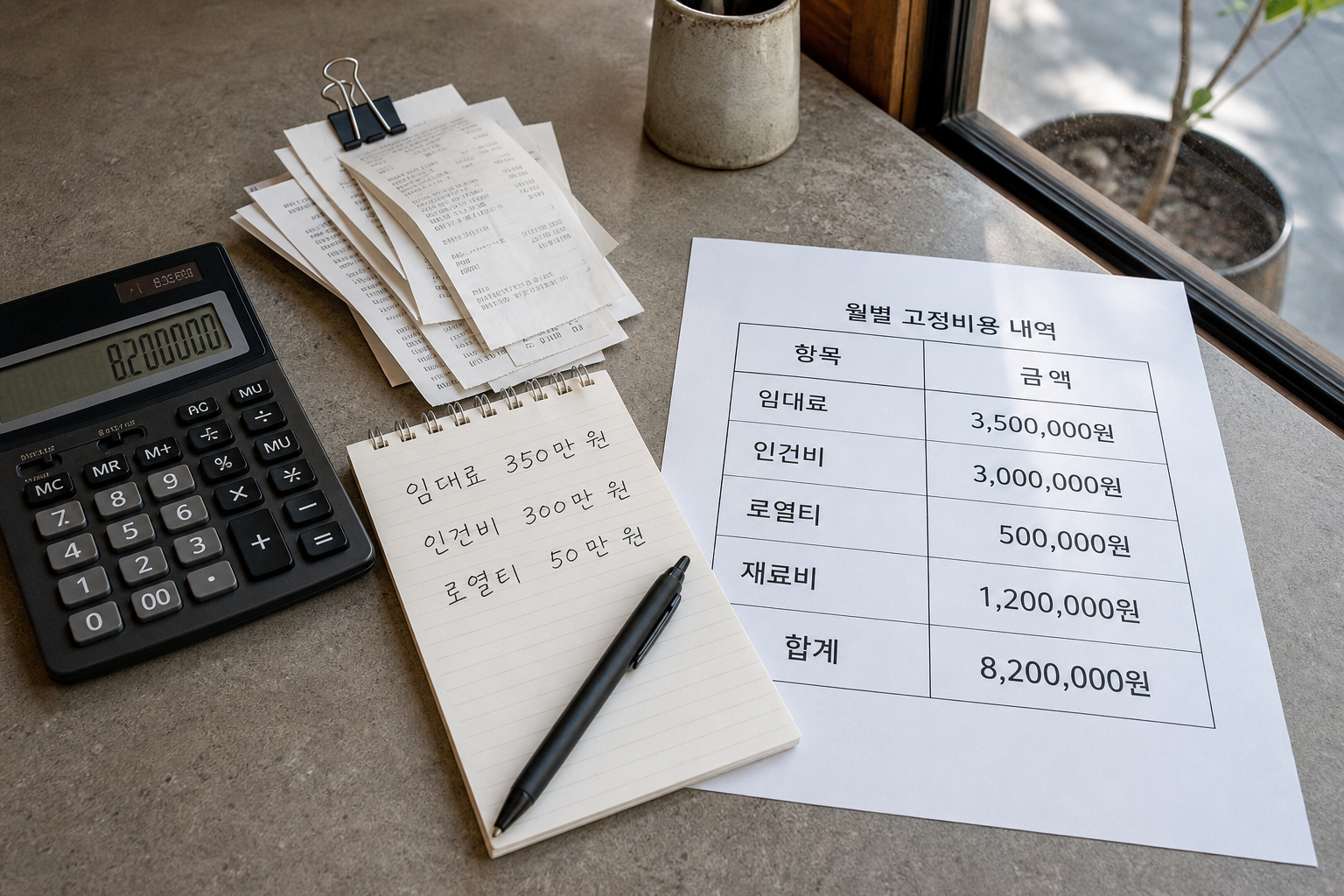 커피 프랜차이즈 월 유지비용 항목별 계산 방법